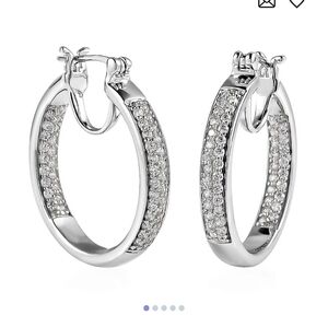 🆕️✨️ Karis Simulated Diamond Hoop Earrings in Platinum Bond 2.65 ctw✨️